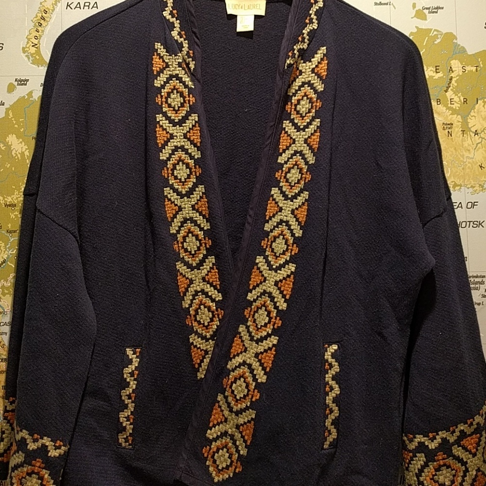 Anthropologie jacket with embroidered trim
